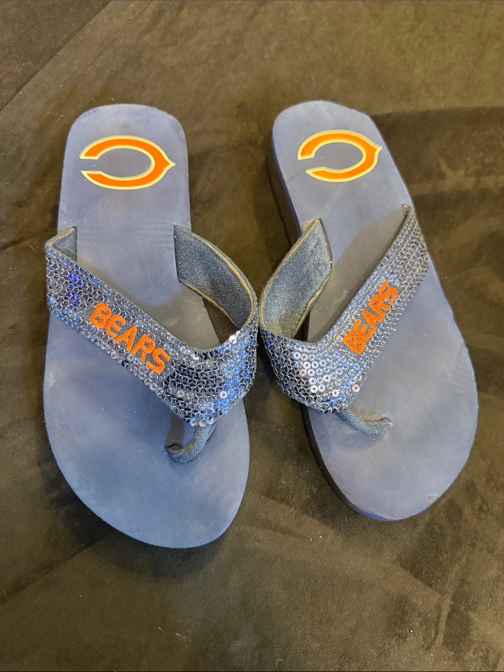 Sequin Navy Flip Flop Sandals